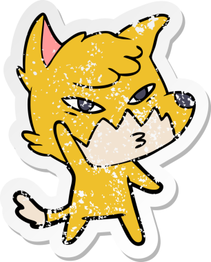 Bir insan tarafından çizilmiş zeki bir tilkinin sıkıntılı çıkartması.