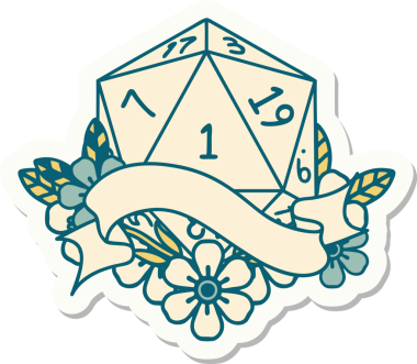 Bir insan tarafından çizilmiş doğal bir d20 zar etiketi.