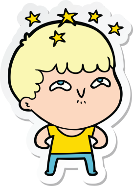 Bir insan tarafından çizilmiş bir karikatür çıkartması.