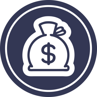 Bir insan tarafından çizilmiş para çuvalı dairesel simge