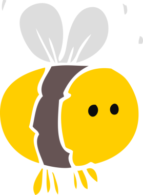 Bir insan tarafından çizilen arıların düz renk çizimi