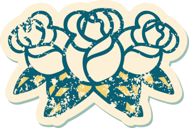 Bir insan tarafından çizilmiş bir buket çiçeğin sembolik dövmesi.