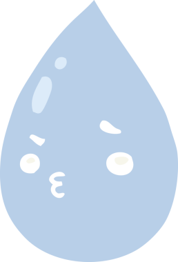 Bir insan tarafından çizilmiş düz renk çizgi film tatlı yağmur damlası