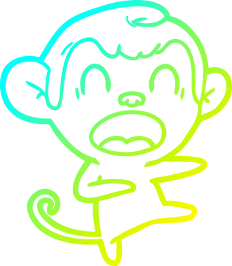 Bir insan tarafından çizilmiş bağıran çizgi film maymunu çizimi.