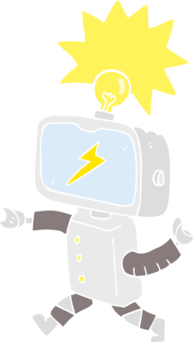 Bir insan tarafından çizilmiş küçük robotun düz renk çizimi