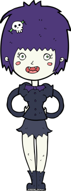 Bir insan tarafından çizilmiş mutlu vampir kız çizgi filmi.