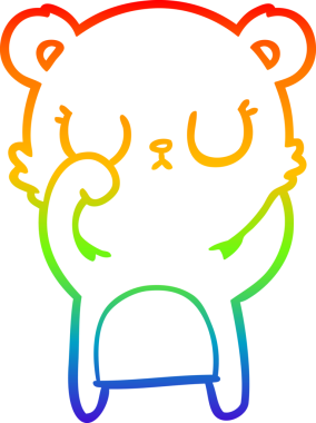 Bir insan tarafından çizilmiş barışçıl bir ayının gökkuşağı gradyanı çizimi