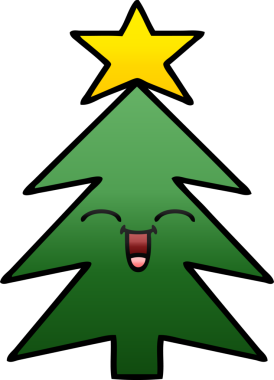 Bir insan tarafından çizilmiş bir noel ağacının gölgeli karikatürü.