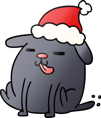 Bir insan tarafından çizilmiş Kawaii köpeğinin el çizimi gradyan çizgi filmi.