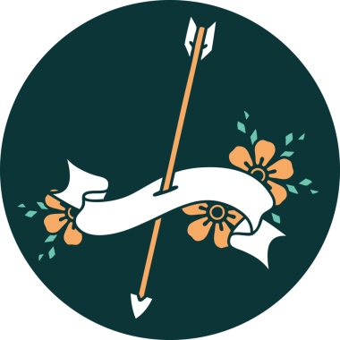 bir insan tarafından çizilmiş bir ok pankartıyla dövme biçimi simgesi