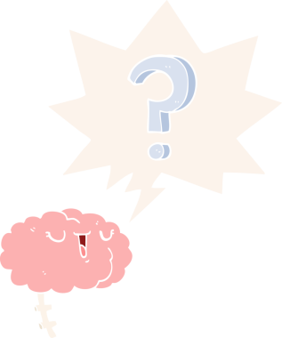 bir insan tarafından çizilmiş retro tarzı konuşma baloncuklu çizgi film meraklısı beyni