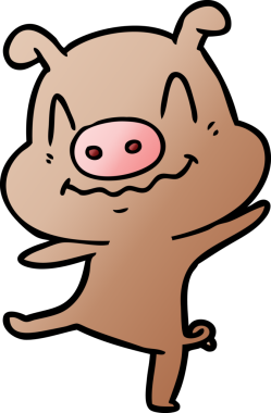 Bir insan tarafından çizilmiş sarhoş domuz çizgi filmi.