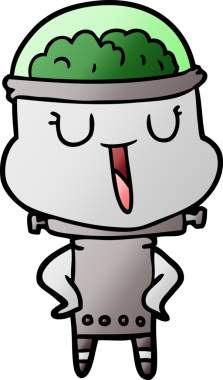 Bir insan tarafından çizilmiş mutlu çizgi film robotu