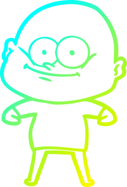 Bir insan tarafından çizilmiş, kel bir adamın soğuk çizgi çizimi.