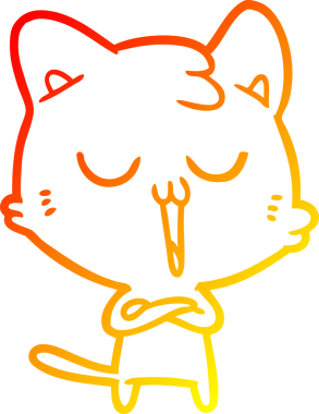 Bir insan tarafından çizilmiş çizgi film kedisinin sıcak çizgi çizimi