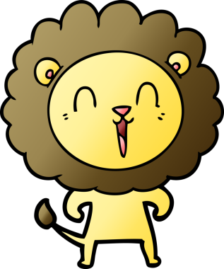 Bir insan tarafından çizilmiş gülen aslan çizgi filmi.