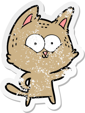 Bir insan tarafından çizilmiş karikatür bir kedinin sıkıntılı çıkartması.