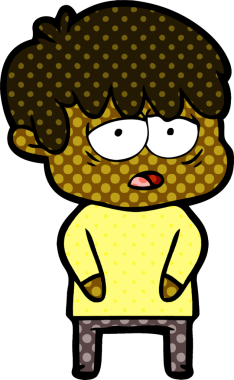 Bir insan tarafından çizilmiş bitkin çocuk çizgi filmi.