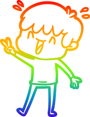 Gökkuşağının gradyan çizimi bir insan tarafından çizilmiş bir çizgi film karakteri.