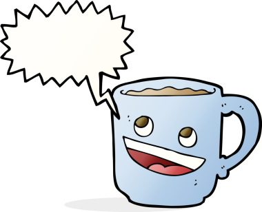 Bir insan tarafından çizilmiş konuşma balonlu kahve fincanı.