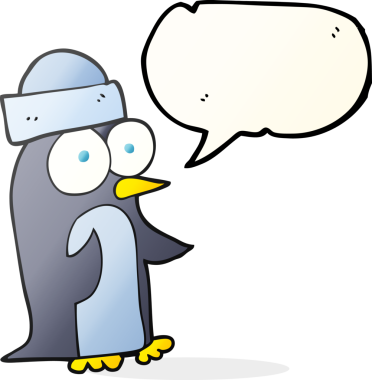 Bir insan tarafından çizilmiş serbest konuşma balonu karikatürü pengueni
