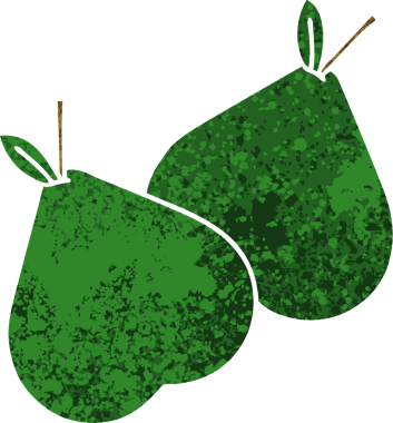 Bir insan tarafından çizilmiş armutun retro çizim tarzı karikatürü