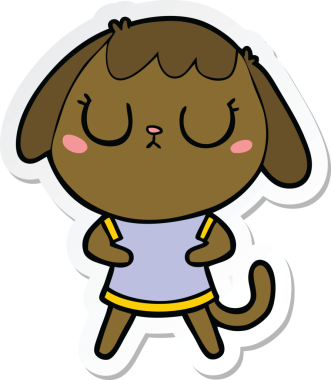 Bir insan tarafından çizilmiş şirin bir köpeğin çıkartması.