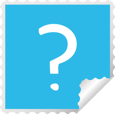 Bir insan tarafından çizilmiş soru işaretinin kare soyma etiketi