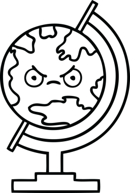 Bir insan tarafından çizilmiş dünyanın karikatürü.