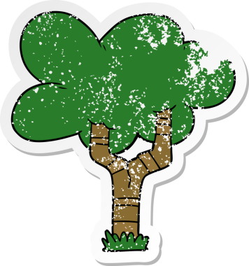 Bir insan tarafından çizilmiş karikatür ağacının sıkıntılı çıkartması.