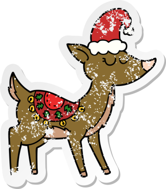 Bir insan tarafından çizilmiş karikatür ren geyiğinin sıkıntılı çıkartması.