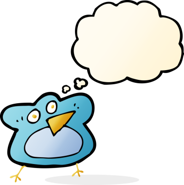 Bir insan tarafından çizilmiş düşünce baloncuklu komik Robin çizgi filmi.