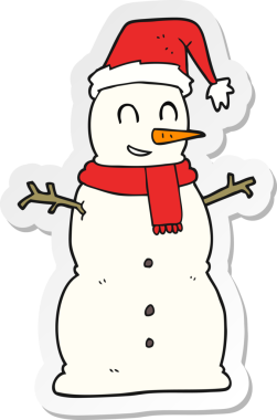 Bir insan tarafından çizilmiş bir kardan adamın çıkartması.