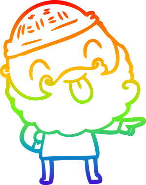 Gökkuşağı gradyan çizgisi sakallı bir adamın bir insan tarafından çizilmiş dili.