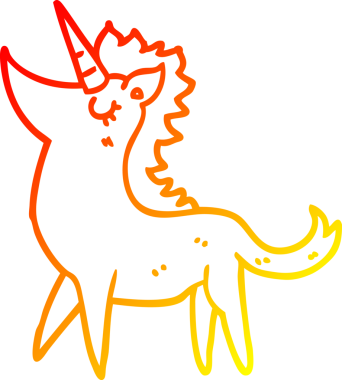 Bir insan tarafından çizilen tek boynuzlu atın sıcak çizgi çizimi