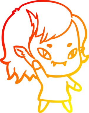 Bir insan tarafından çizilmiş, çizgi film karakteri, arkadaş canlısı vampir kız çizimi.