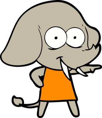 Bir insan tarafından çizilmiş mutlu bir fil.