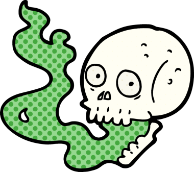 Bir insan tarafından çizilmiş perili kafatası.