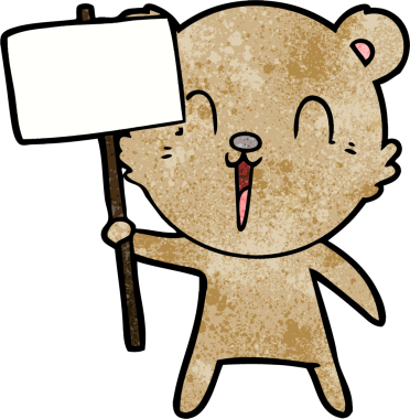 Bir insan tarafından çizilmiş mutlu çizgi film ayısı.