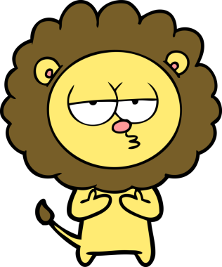 Bir insan tarafından çizilmiş yorgun bir aslan.