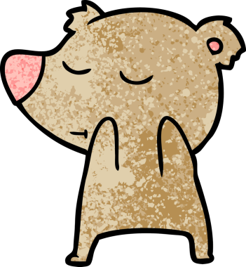 Bir insan tarafından çizilmiş mutlu çizgi film ayısı.