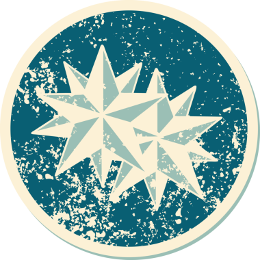 Bir insan tarafından çizilmiş yıldızların sembolik dövmeli görüntüsü