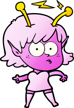 Bir insan tarafından çizilmiş uzaylı kız.