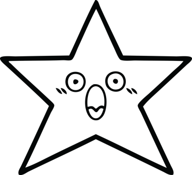 Bir insan tarafından çizilmiş yıldız balığının çizgi çizimi