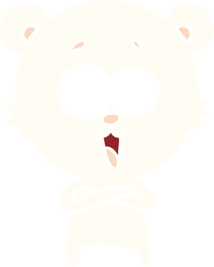 Bir insan tarafından çizilmiş gülen ayıcık düz renkli çizgi film.