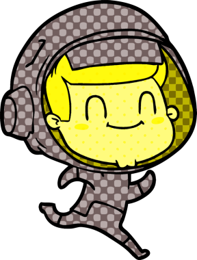 Bir insan tarafından çizilmiş mutlu astronot.