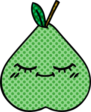 bir insan tarafından çizilmiş yeşil bir armut çizgi romanı