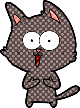 Bir insan tarafından çizilmiş komik çizgi film kedisi.