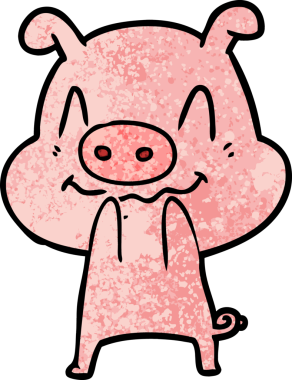 Bir insan tarafından çizilmiş sinirli çizgi film domuzu.