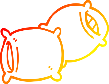 Bir insan tarafından çizilmiş çizgi film yastığının sıcak gradyan çizimi